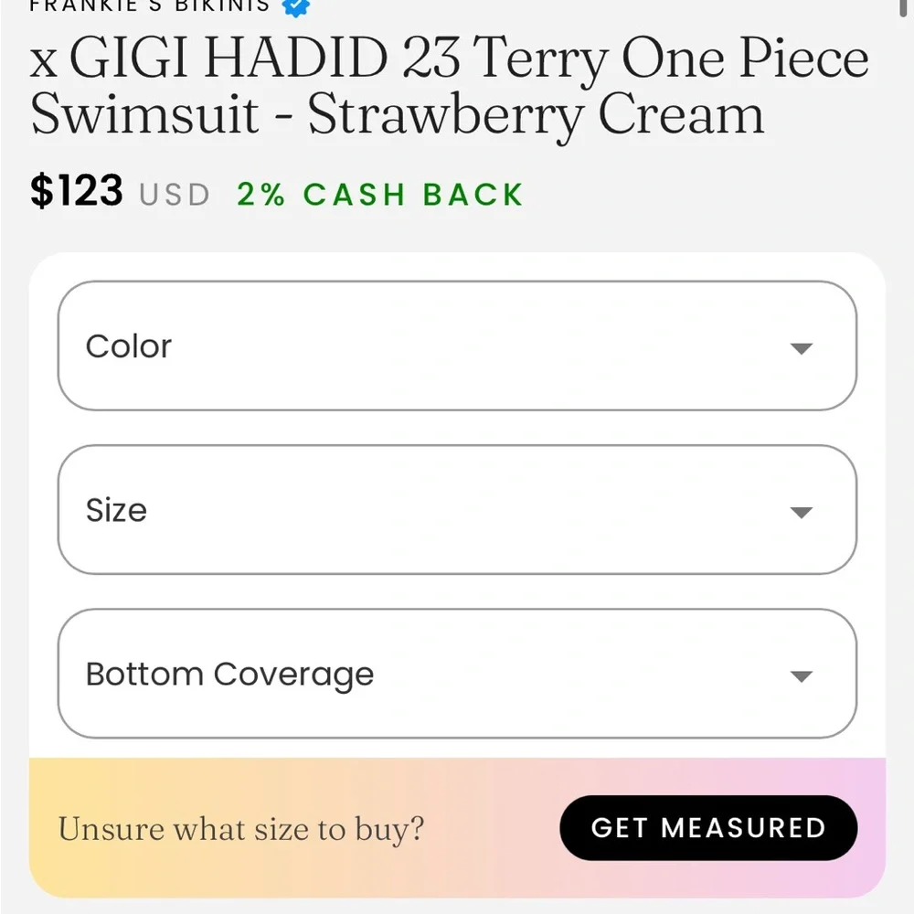 Gigi hadid Frankie’s bikini Strawberry terry one piece swimsuit